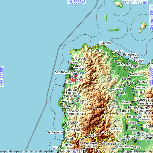 Topographic map of Marcos