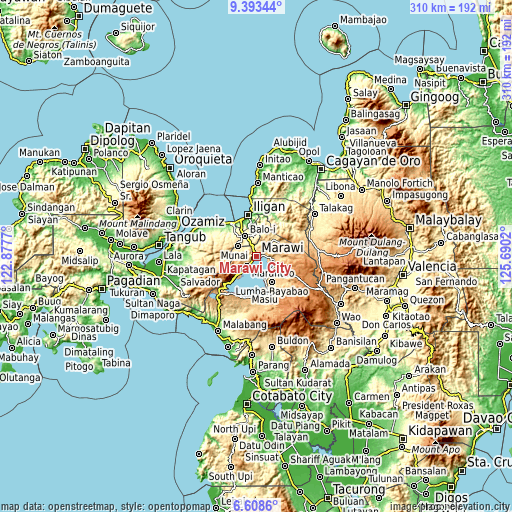 Topographic map of Marawi City
