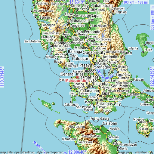 Topographic map of Maragondon