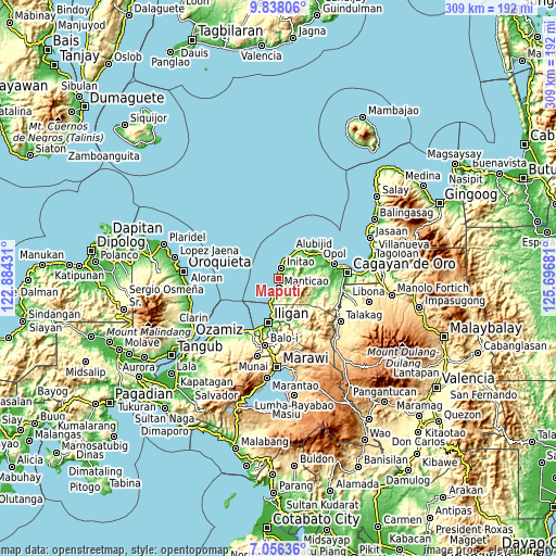 Topographic map of Maputi