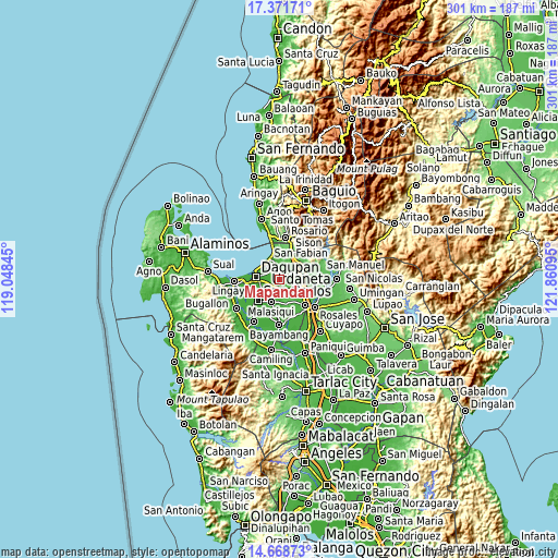 Topographic map of Mapandan