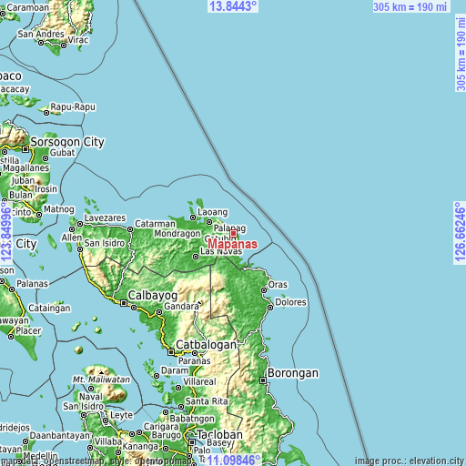 Topographic map of Mapanas