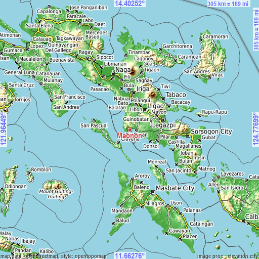 Topographic map of Maonon