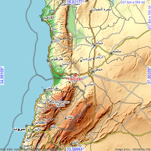 Topographic map of Ḩadīdah