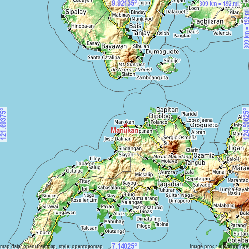 Topographic map of Manukan