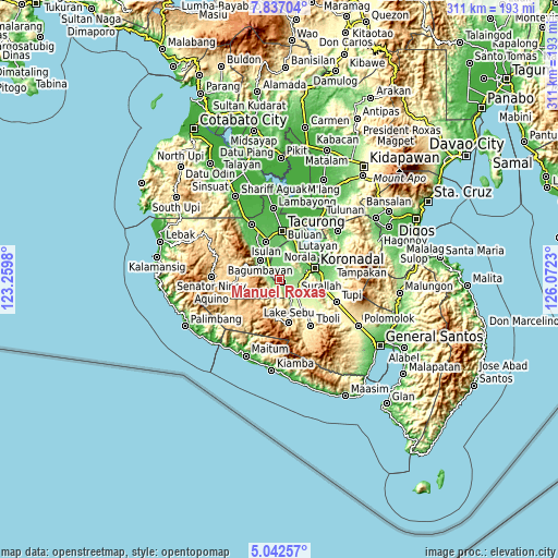 Topographic map of Manuel Roxas