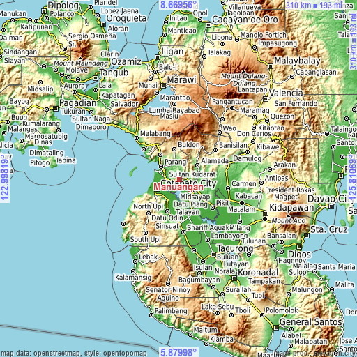 Topographic map of Manuangan