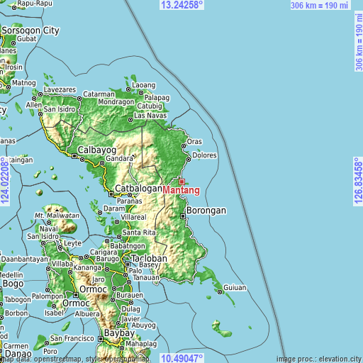 Topographic map of Mantang