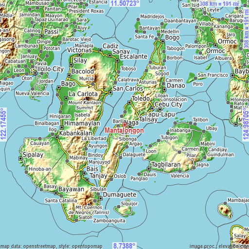 Topographic map of Mantalongon