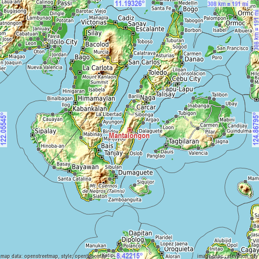 Topographic map of Mantalongon