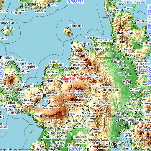 Topographic map of Manolo Fortich