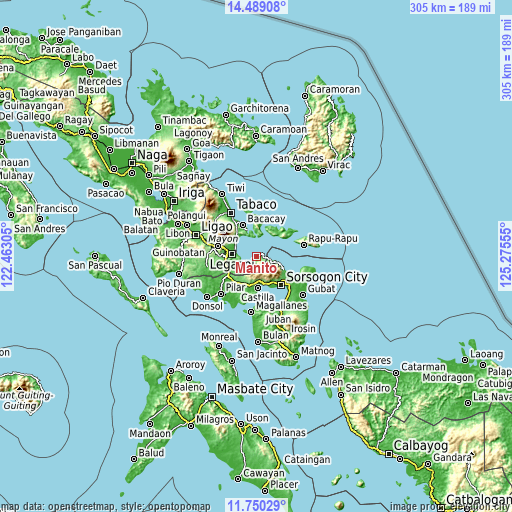 Topographic map of Manito