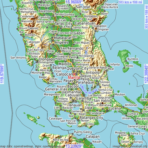 Topographic map of Manila