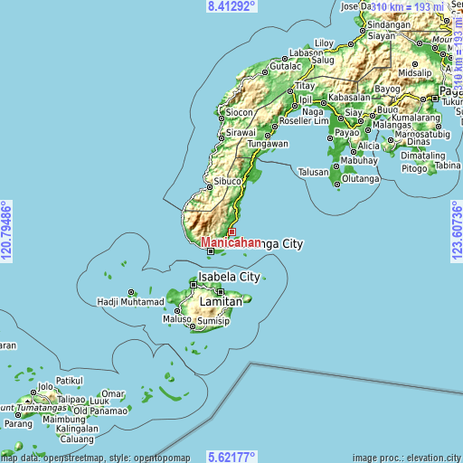 Topographic map of Manicahan