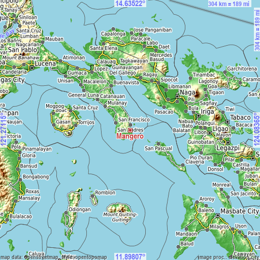 Topographic map of Mangero