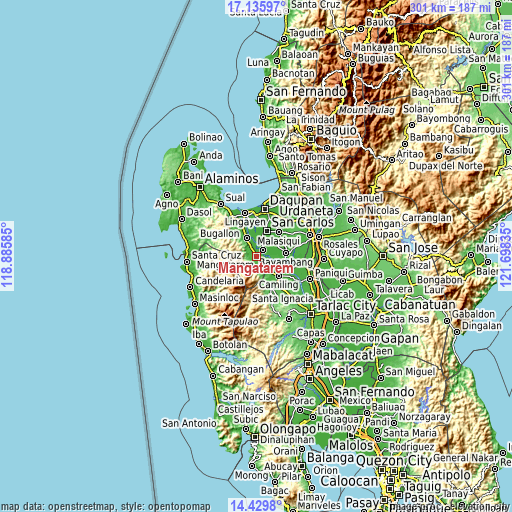 Topographic map of Mangatarem