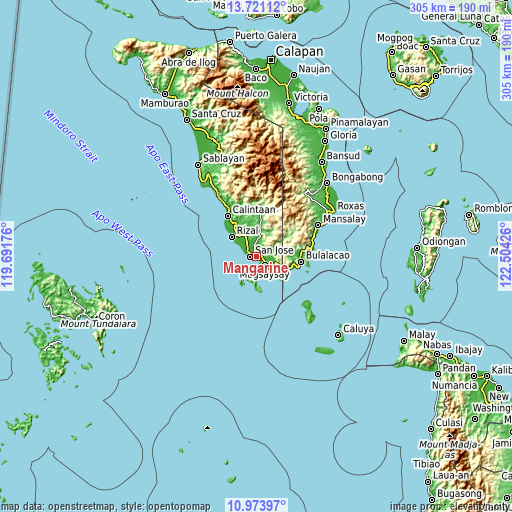 Topographic map of Mangarine