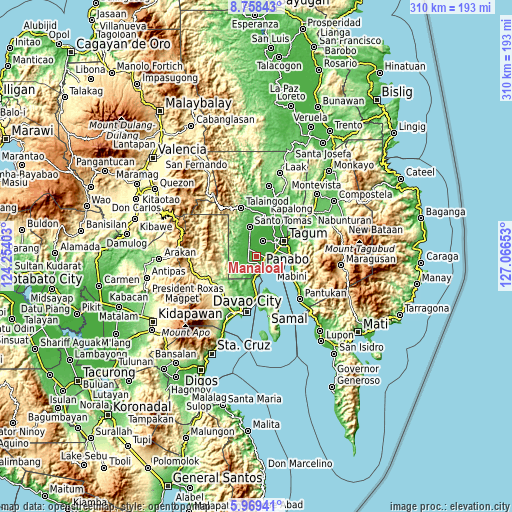 Topographic map of Manaloal