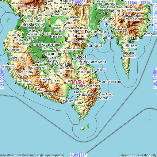 Topographic map of Manga