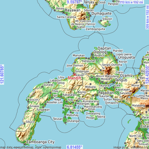 Topographic map of Mandih