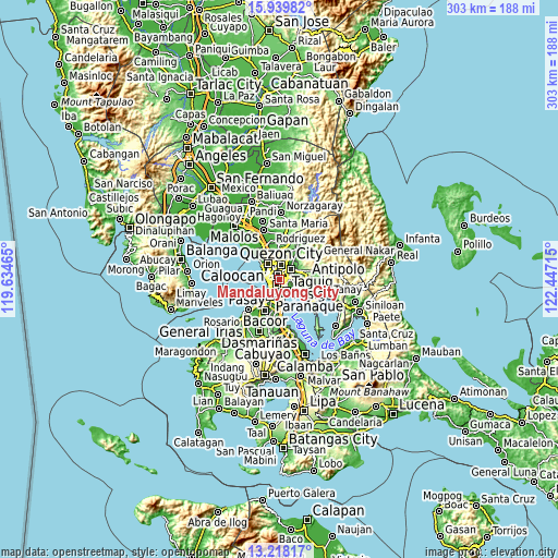 Topographic map of Mandaluyong City