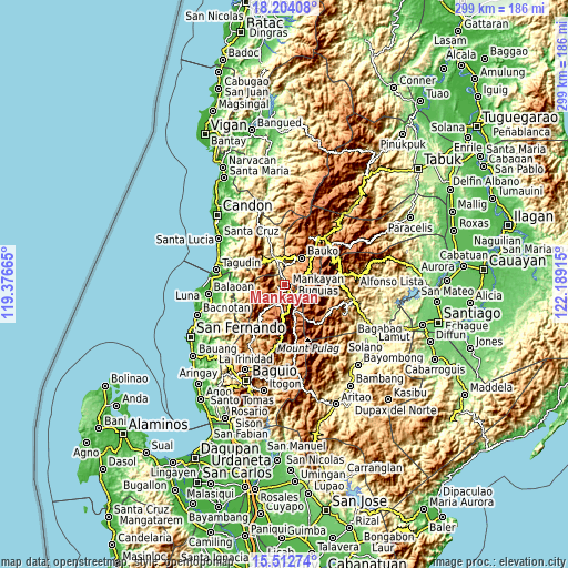 Topographic map of Mankayan