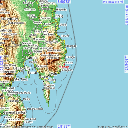 Topographic map of Manay