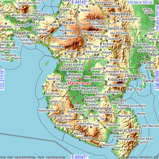 Topographic map of Manaulanan