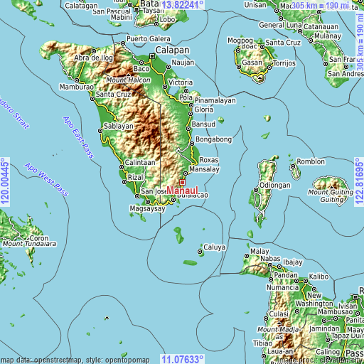 Topographic map of Manaul