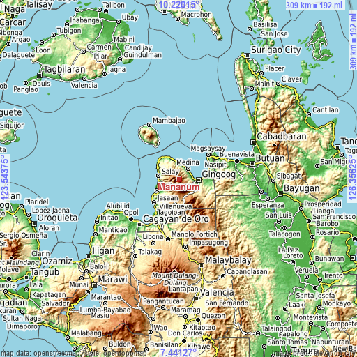 Topographic map of Mananum