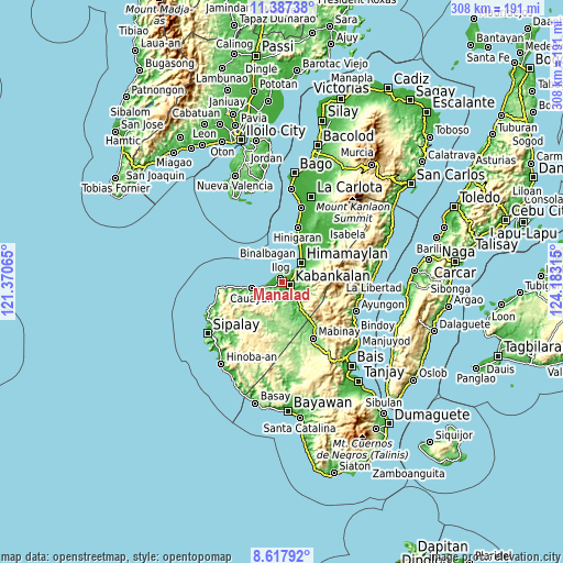 Topographic map of Manalad