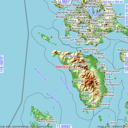 Topographic map of Mamburao