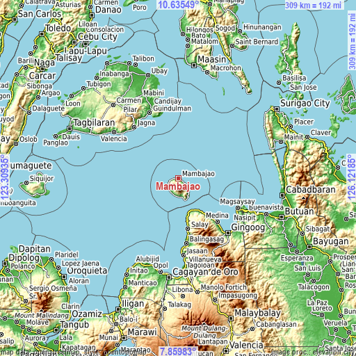 Topographic map of Mambajao