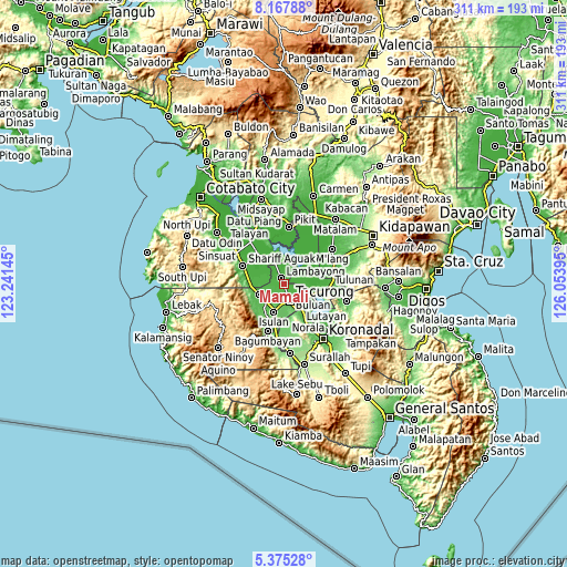 Topographic map of Mamali