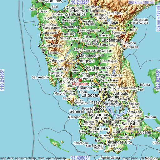 Topographic map of Malusac