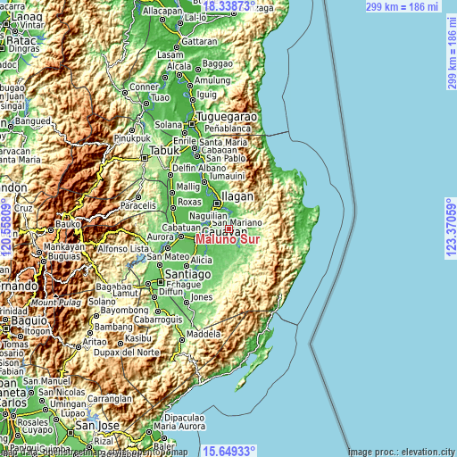 Topographic map of Maluno Sur