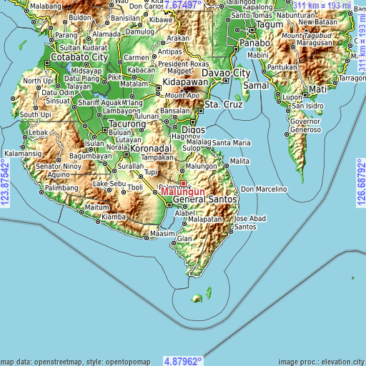 Topographic map of Maluñgun