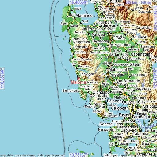 Topographic map of Maloma