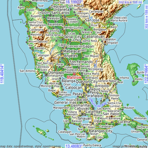 Topographic map of Malolos