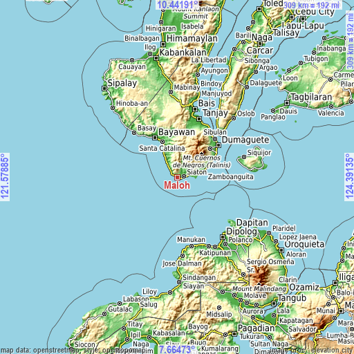 Topographic map of Maloh