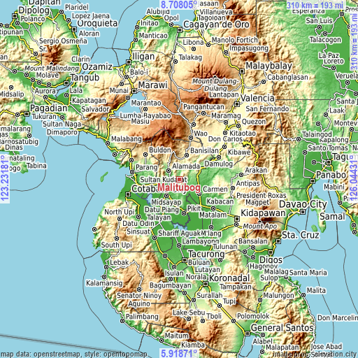 Topographic map of Malitubog