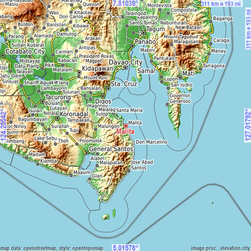 Topographic map of Malita