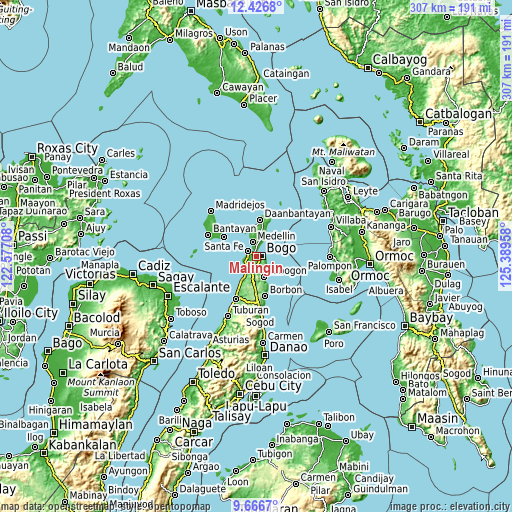 Topographic map of Malingin