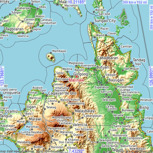 Topographic map of Malinaw