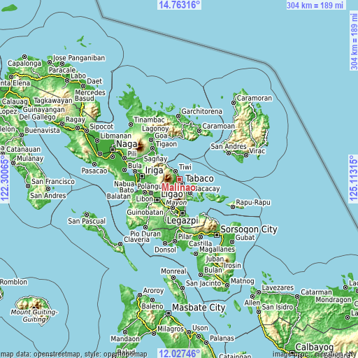 Topographic map of Malinao