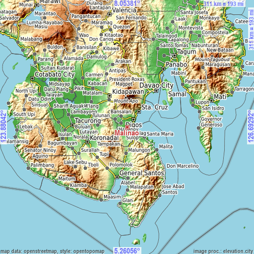 Topographic map of Malinao