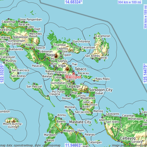 Topographic map of Malilipot