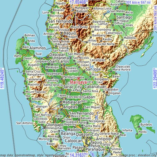 Topographic map of Maligaya