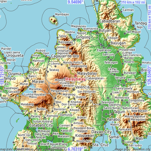 Topographic map of Malaybalay