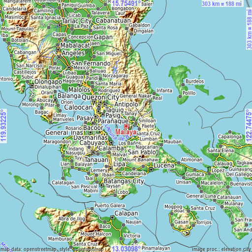 Topographic map of Malaya